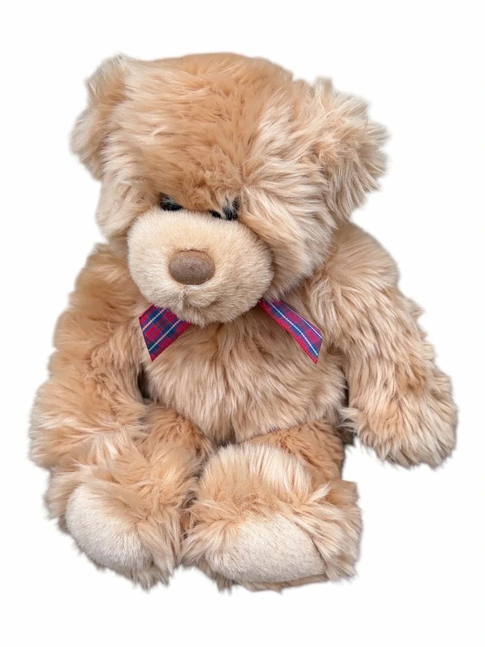 GUND Classic Teddy Bear Vintage Stuffed Animal/Plushie w/Plaid Ribbon EUC!